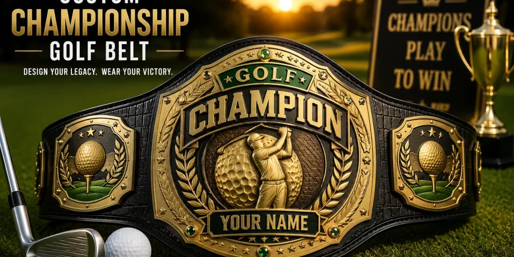 Luxury Custom Championship Golf Belt with customizable engraving and premium craftsmanship for golf tournament champions.